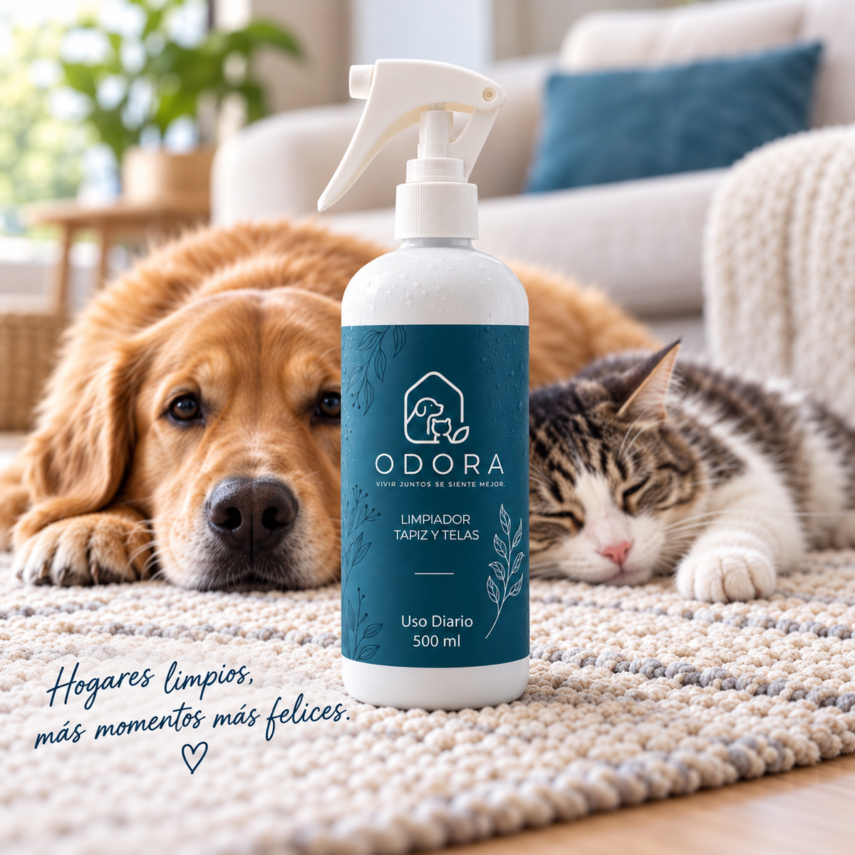 Limpiador de Tapiz y Telas ODORA, quitamanchas y desodorizante para sillones con pelos de mascota