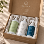 Pack ODORA con eliminador de olores, limpiador de telas y perfume ambiental para hogares con mascotas